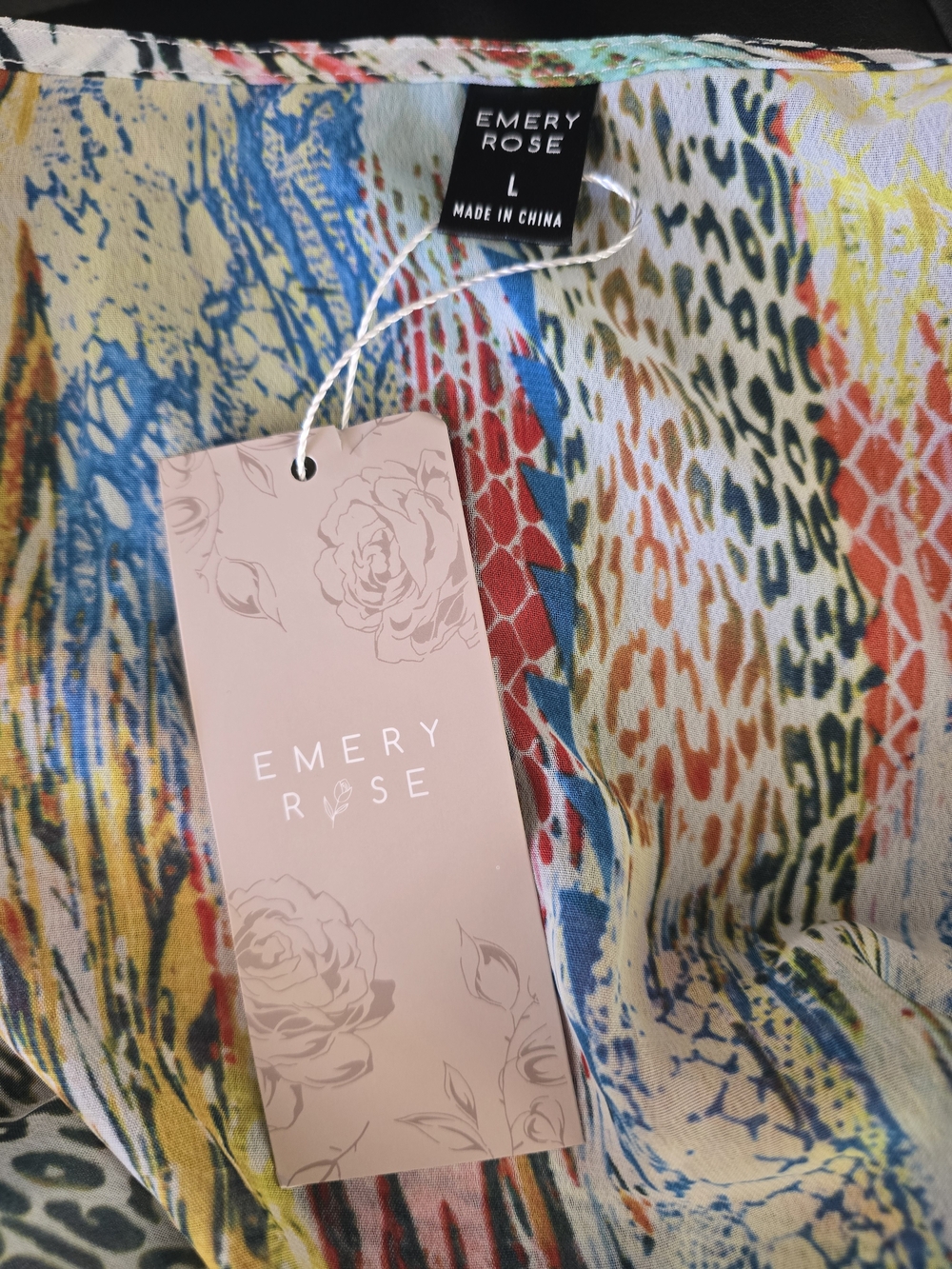 NWT Emery Rose Multi-Color Animal Print Kimono - Size LARGE - Picture 2 of 2